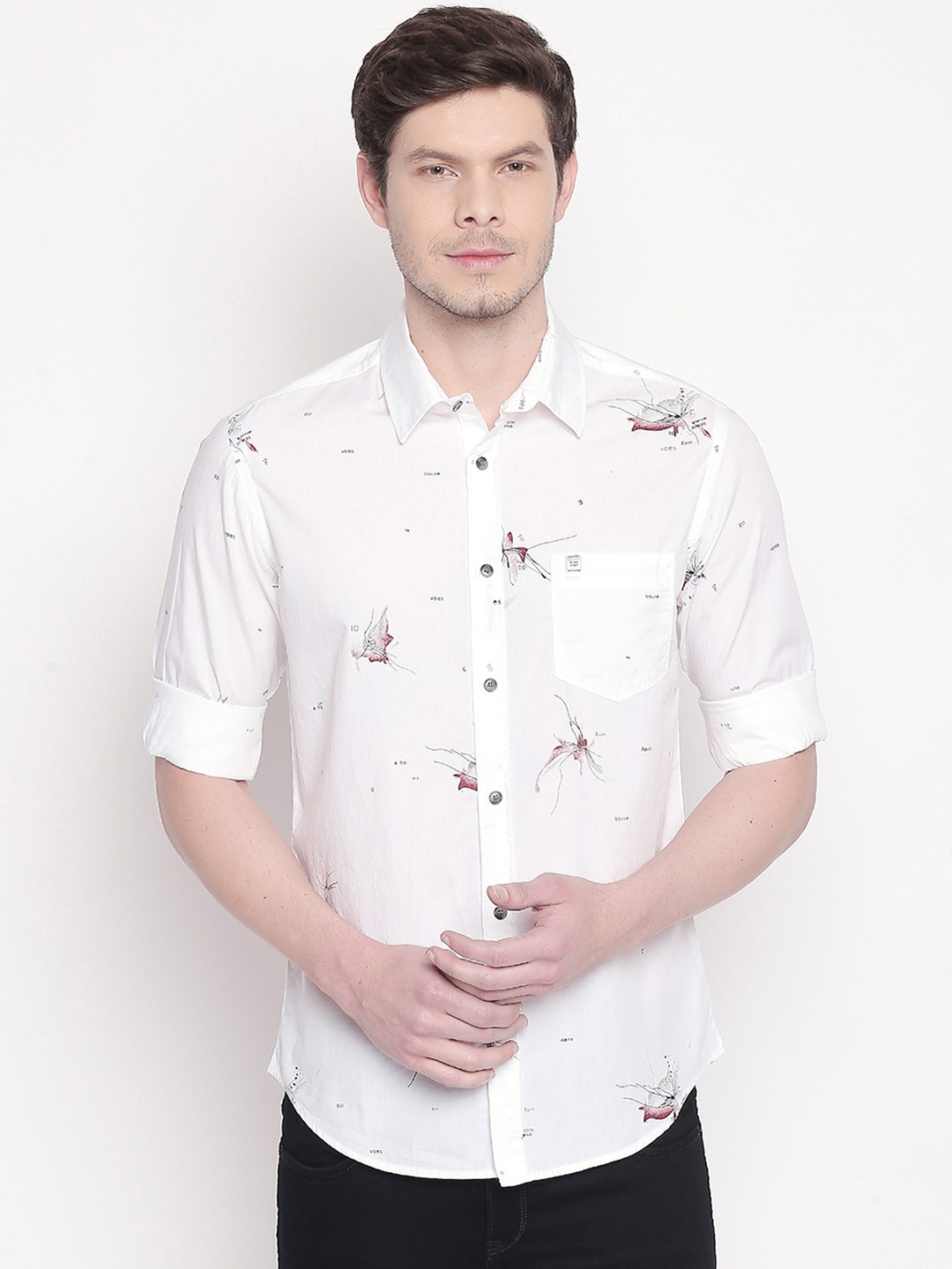 

Mufti Men White Slim Fit Printed Casual Shirt