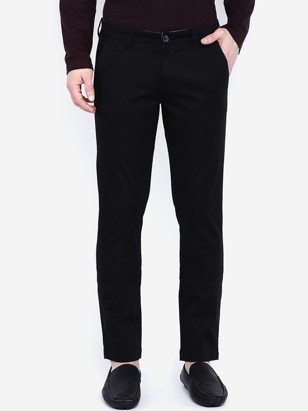 

GIORDANO Men Black Smart Slim Fit Solid Regular Trousers
