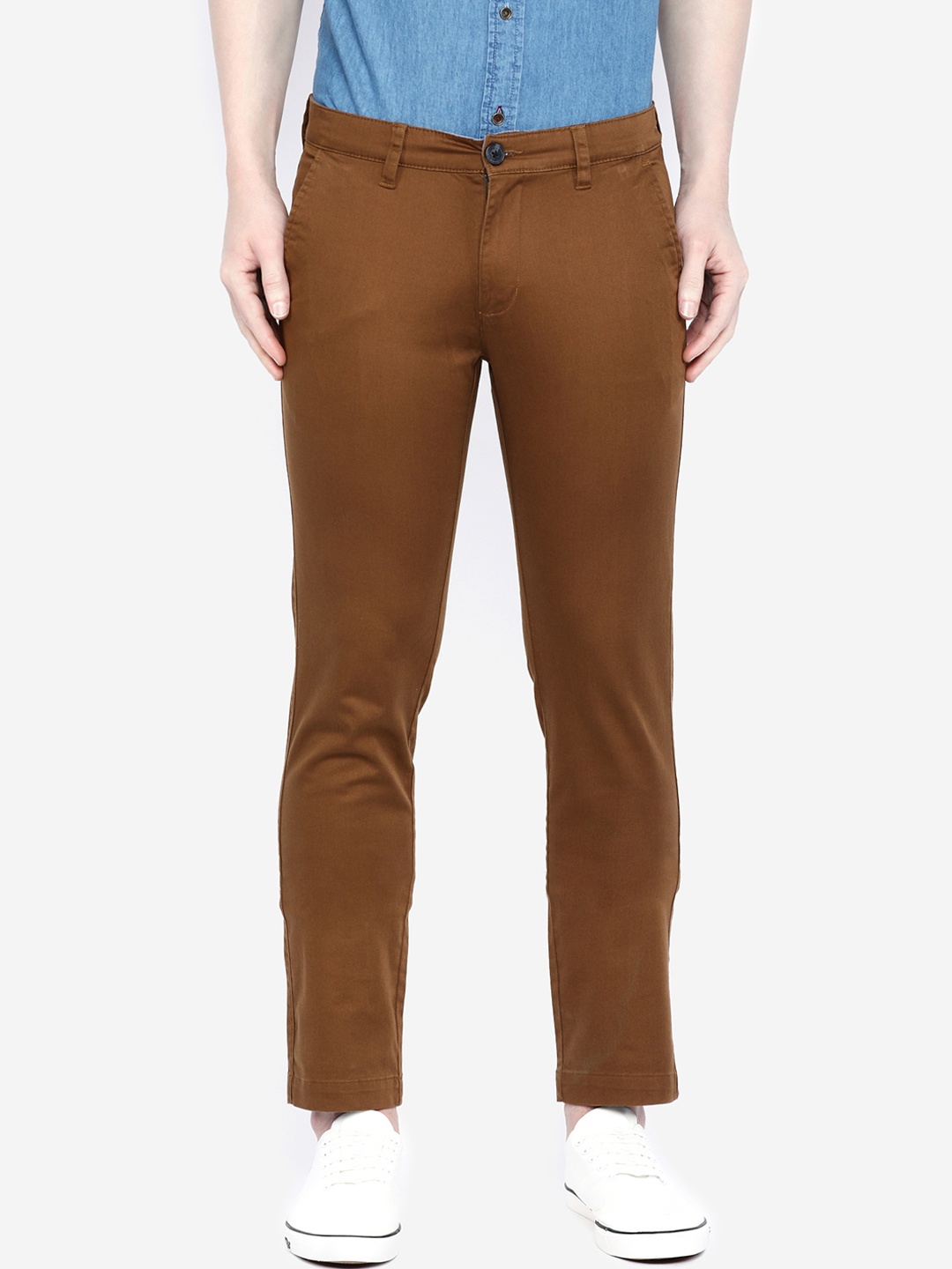 

GIORDANO Men Khaki Smart Slim Fit Solid Regular Trousers