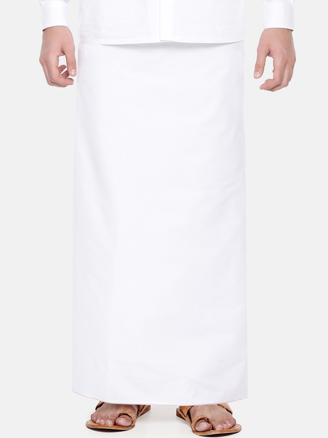 

Ramraj Men White Pure Cotton Single layer Dhoti with Solid Border