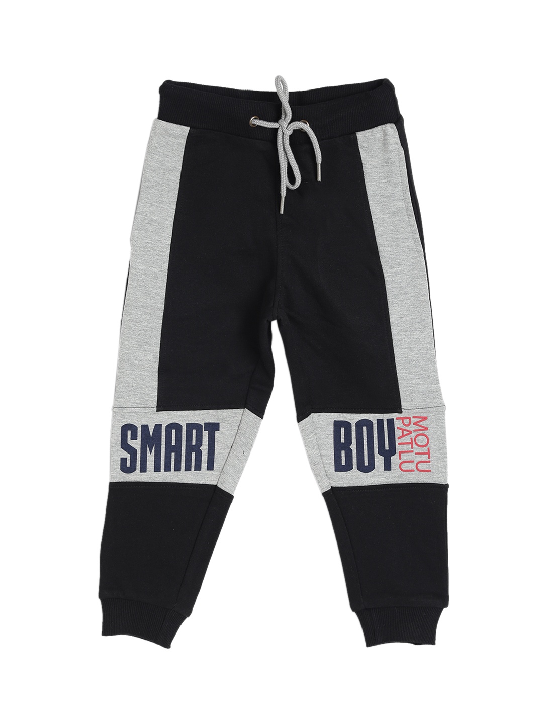 

toothless Boys Black & Grey Motu Patlu Colorblocked Joggers