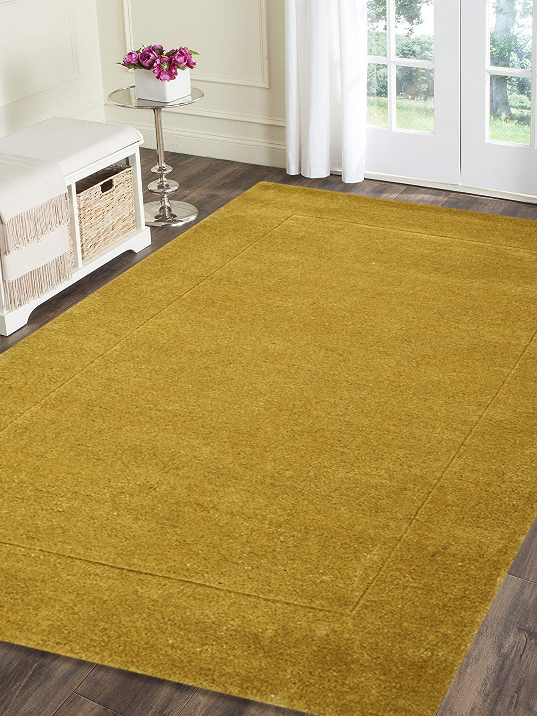 

PRESTO Yellow Solid Hand Tufted Wool Anti-Skid Carpet