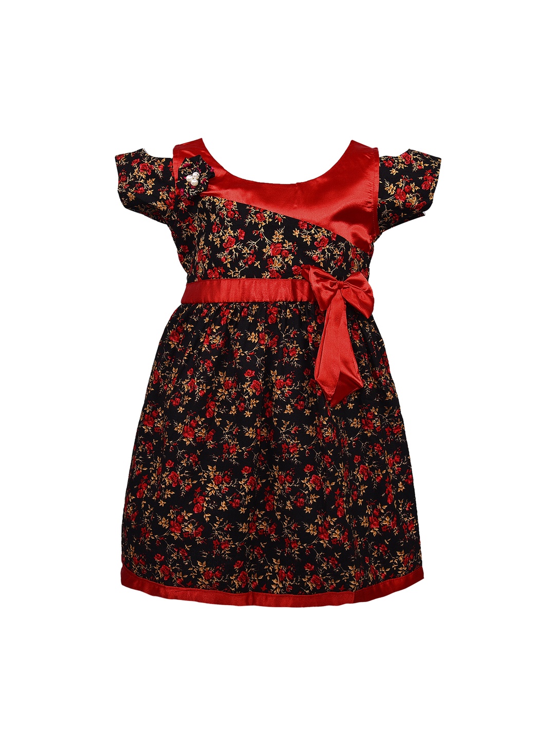

Wish Karo Girls Red & Black Printed Fit and Flare Dress