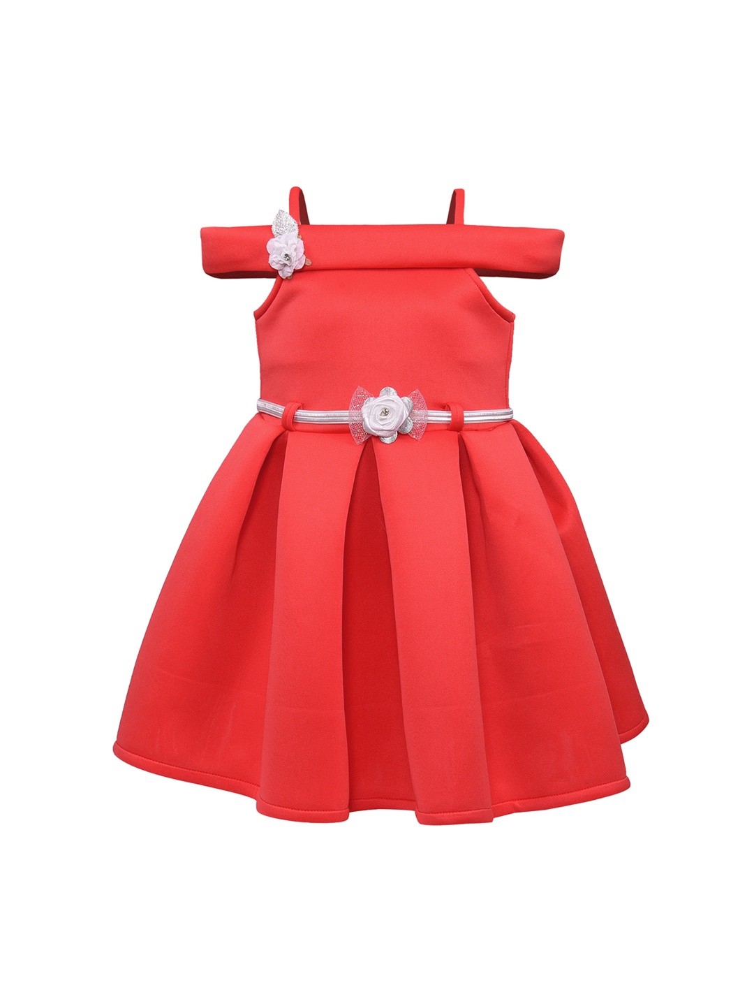 

Wish Karo Girls Red Solid Fit and Flare Dress