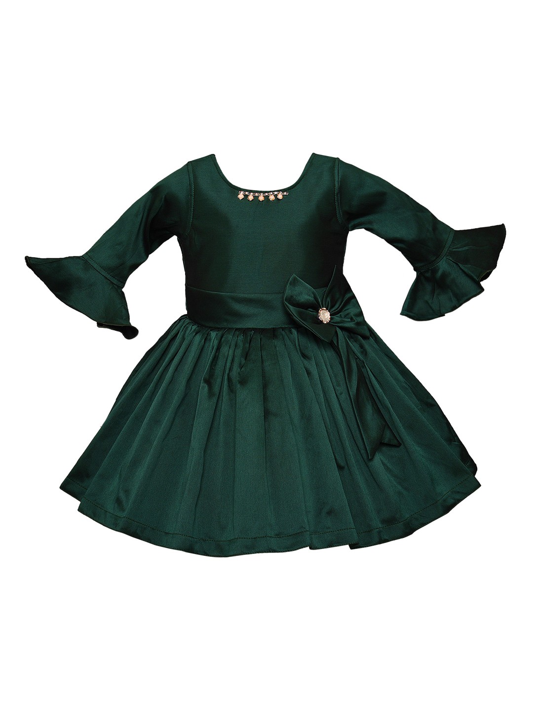 

Wish Karo Girls Green Embellished Fit and Flare Dress