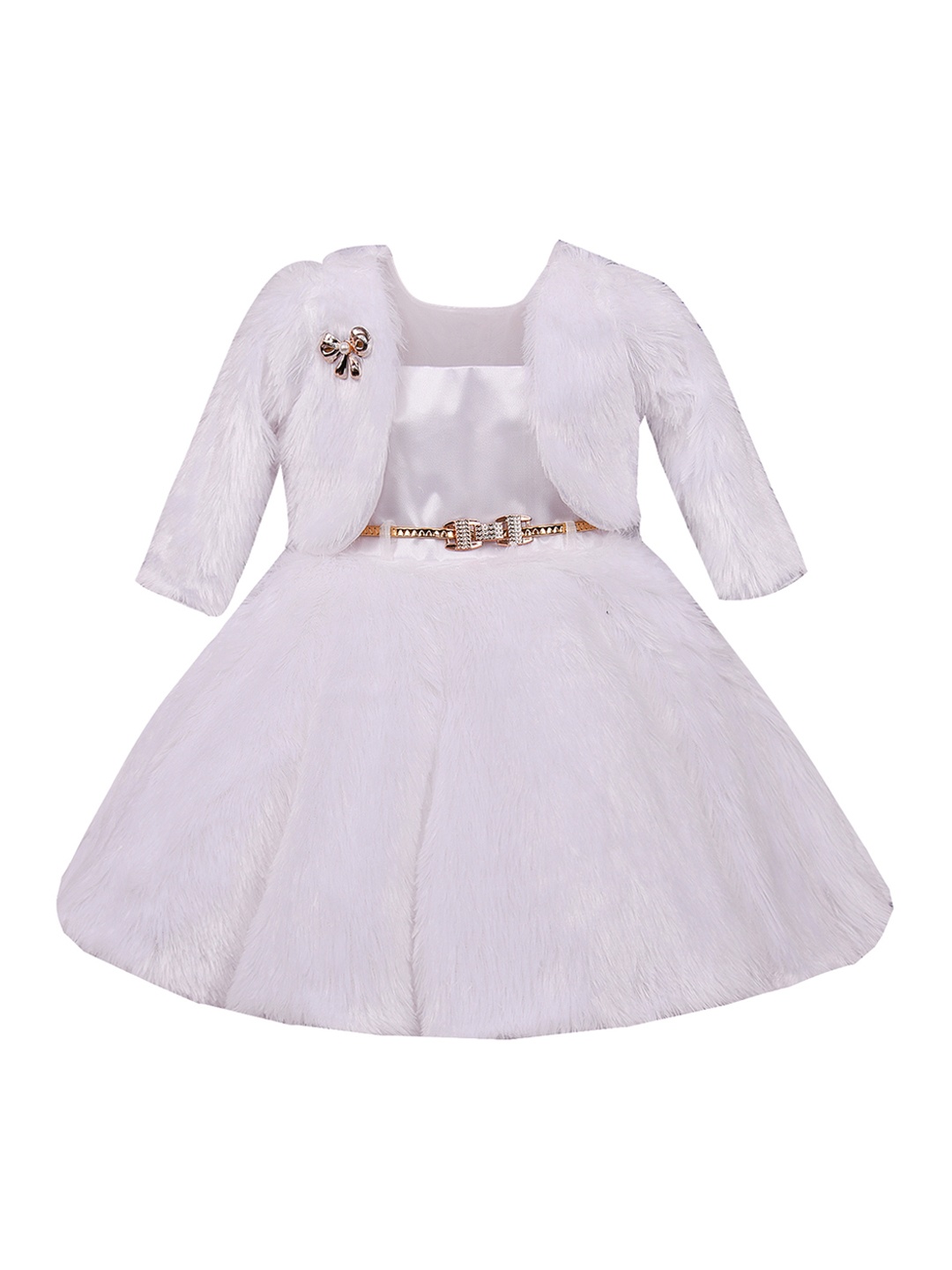 

Wish Karo Girls White Solid Fit and Flare Dress
