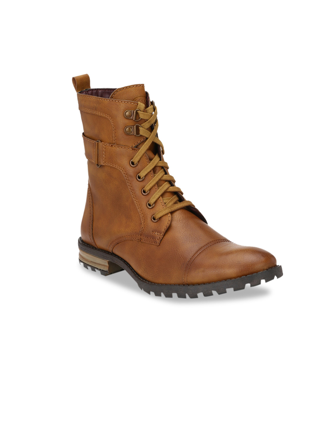 

Delize Men Tan Solid High-Top Flat Boots