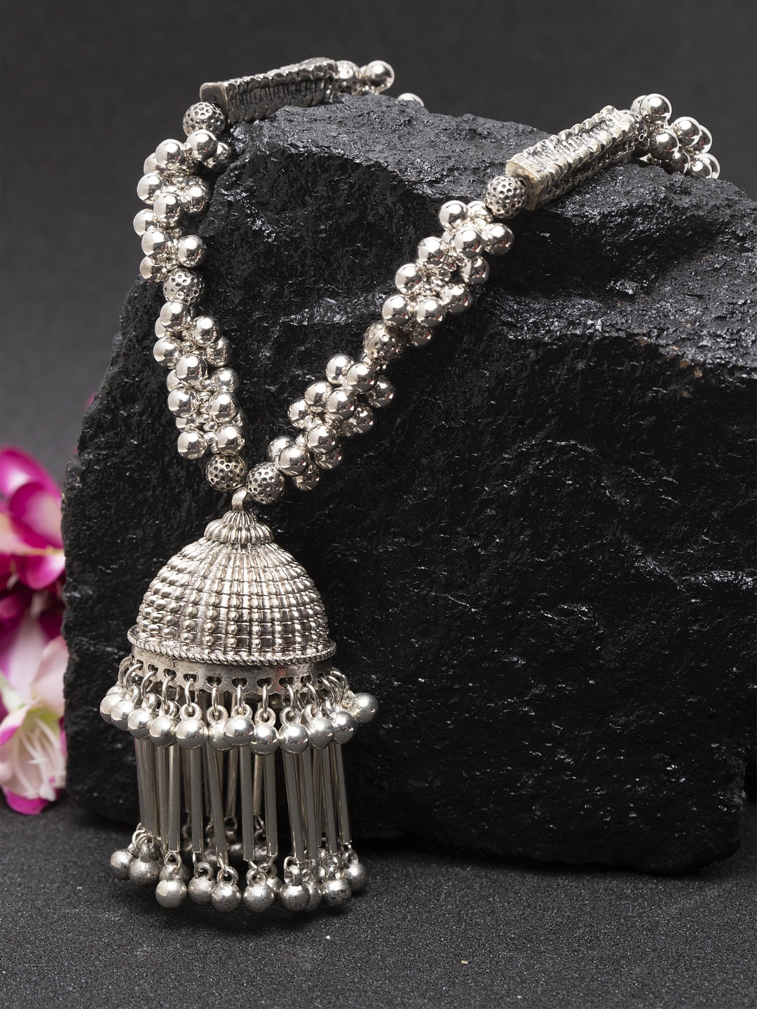 

Moedbuille Oxidised Silver-Toned Brass-Plated Tribal Tasselled Necklace