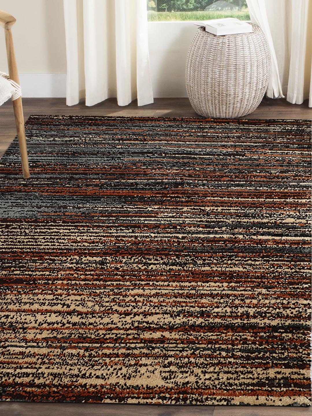 

PRESTO Orange & Brown Printed Anti-Skid Carpet