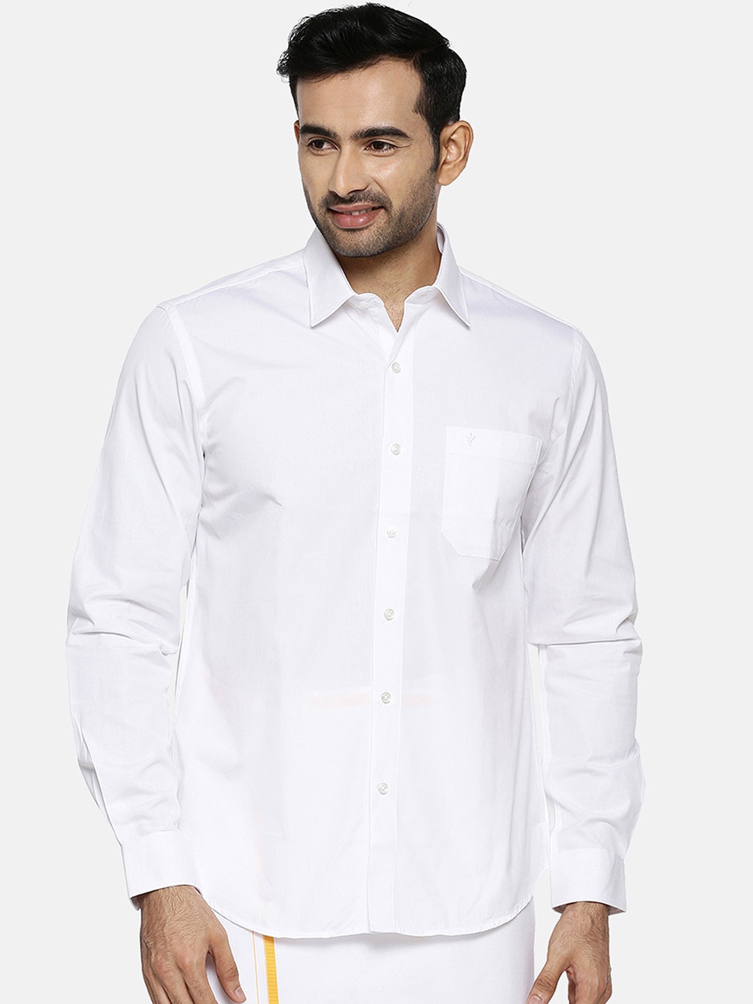

Ramraj Men White Original Regular Fit Solid Ethnic Shirt