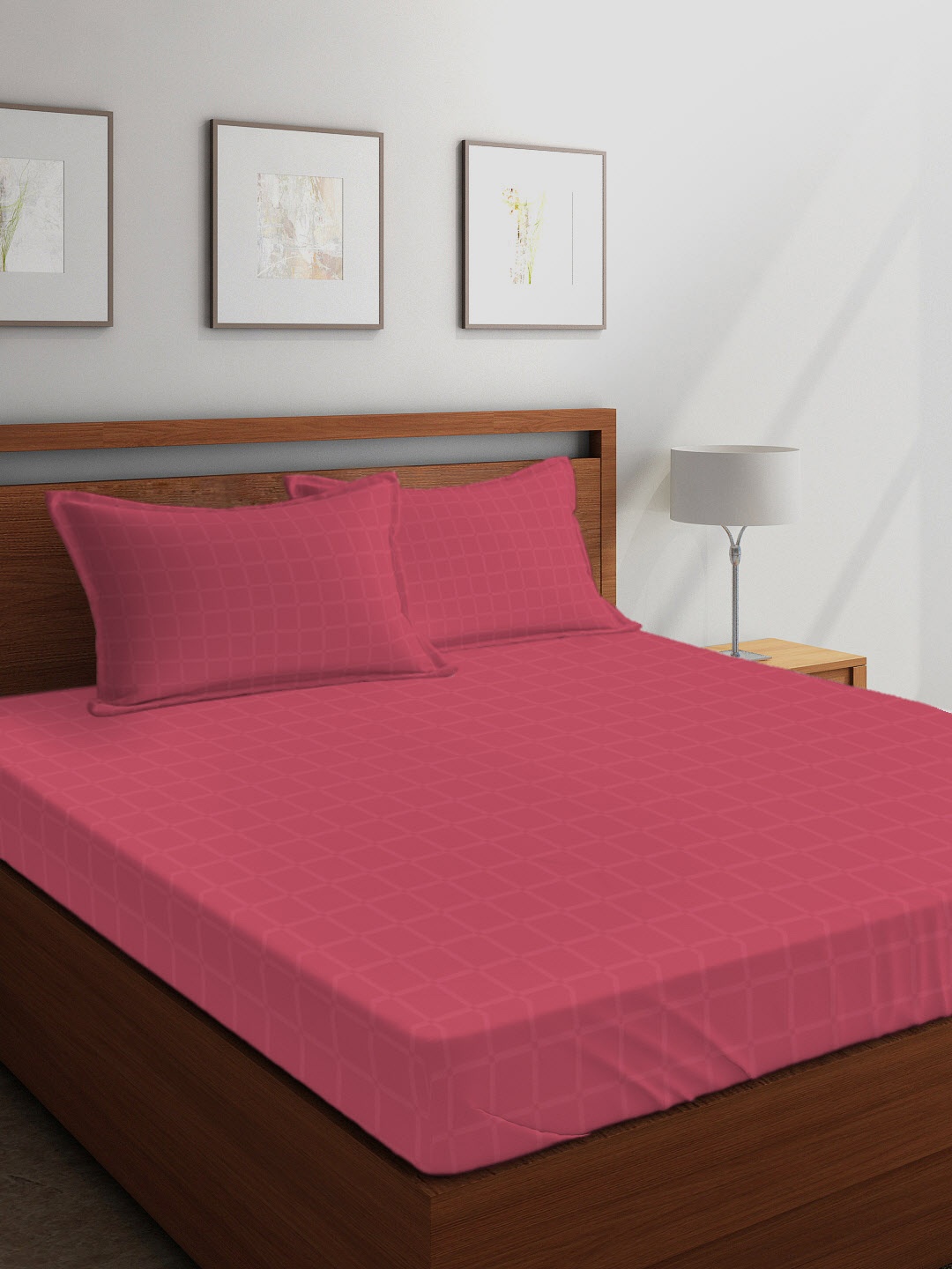 

Boutique Living India Pink Solid 400 TC Cotton 1 King Bedsheet with 2 Pillow Covers