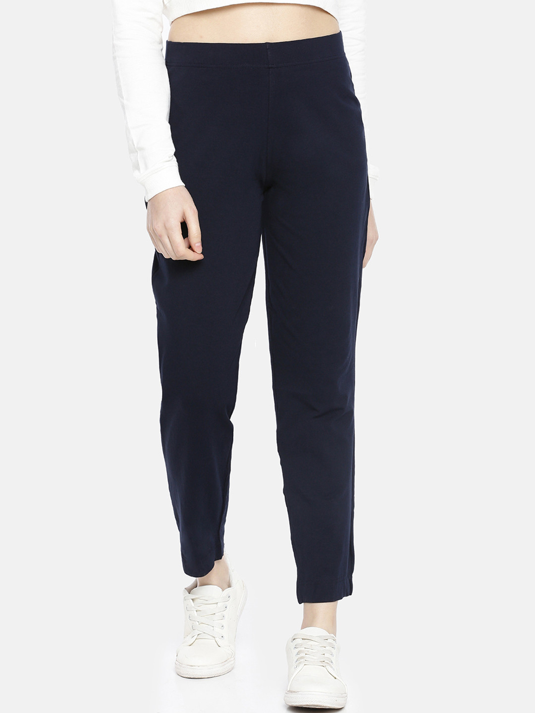 

Dollar Missy Women Blue Straight Fit Solid Cigarette Trousers