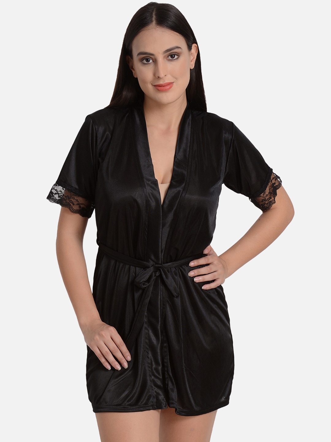

mod & shy Women Black Solid Robe MSN23