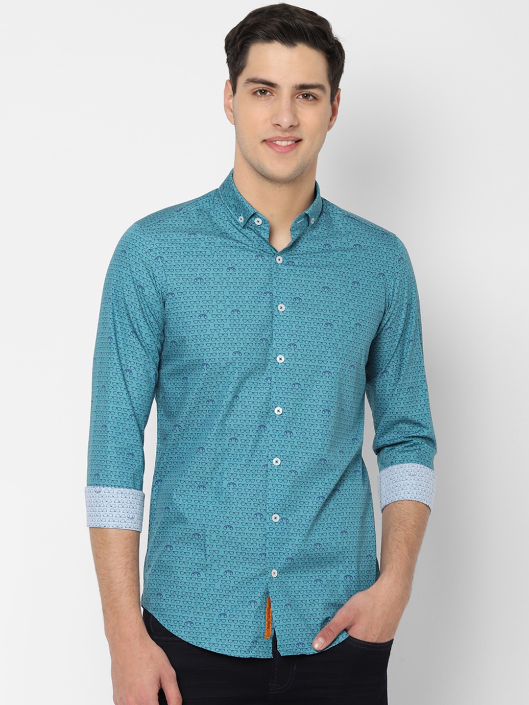 

SIMON CARTER LONDON Men Blue Slim Fit Printed Casual Shirt