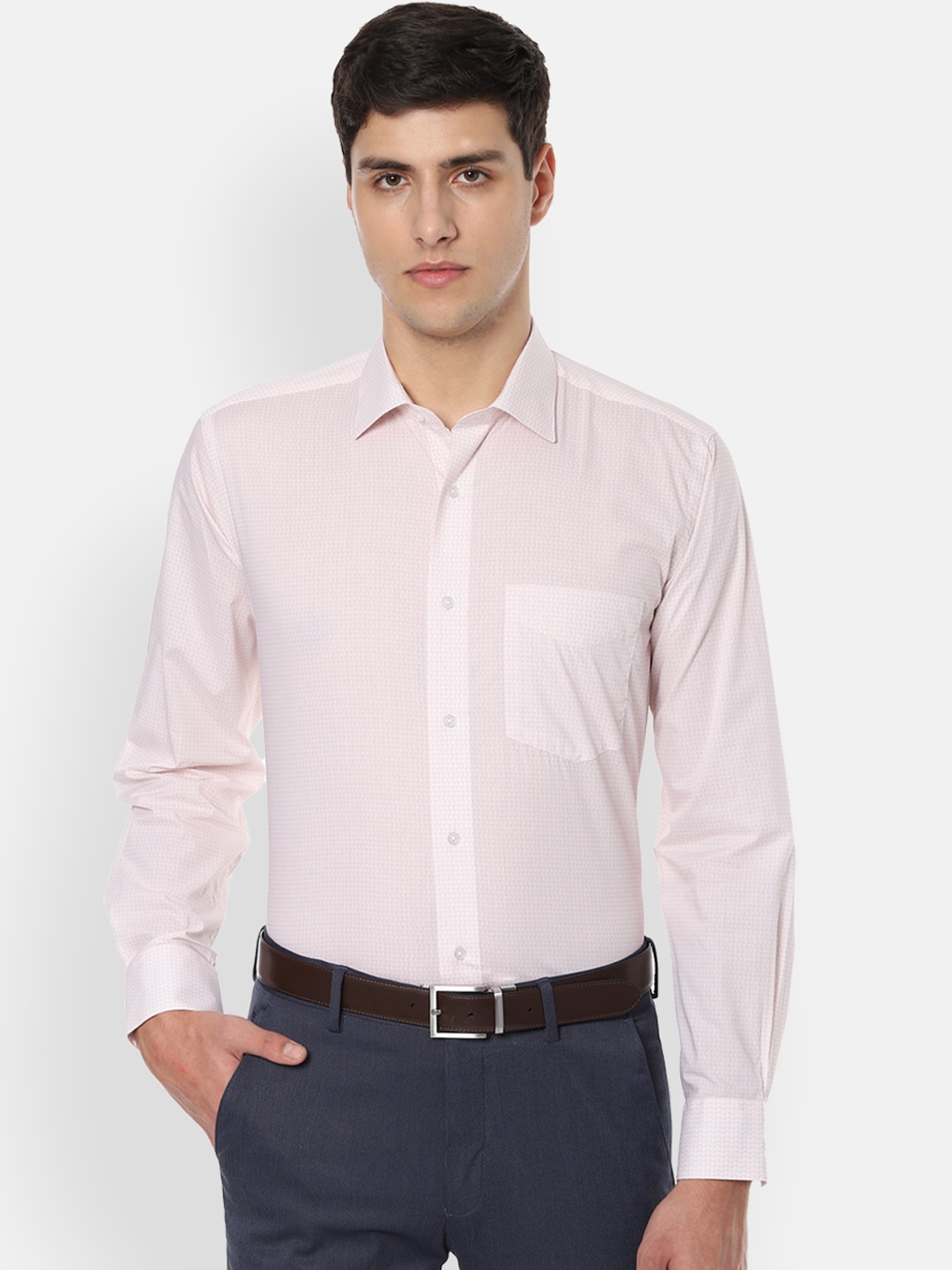 

Van Heusen Men White & Pink Regular Fit Printed Formal Shirt