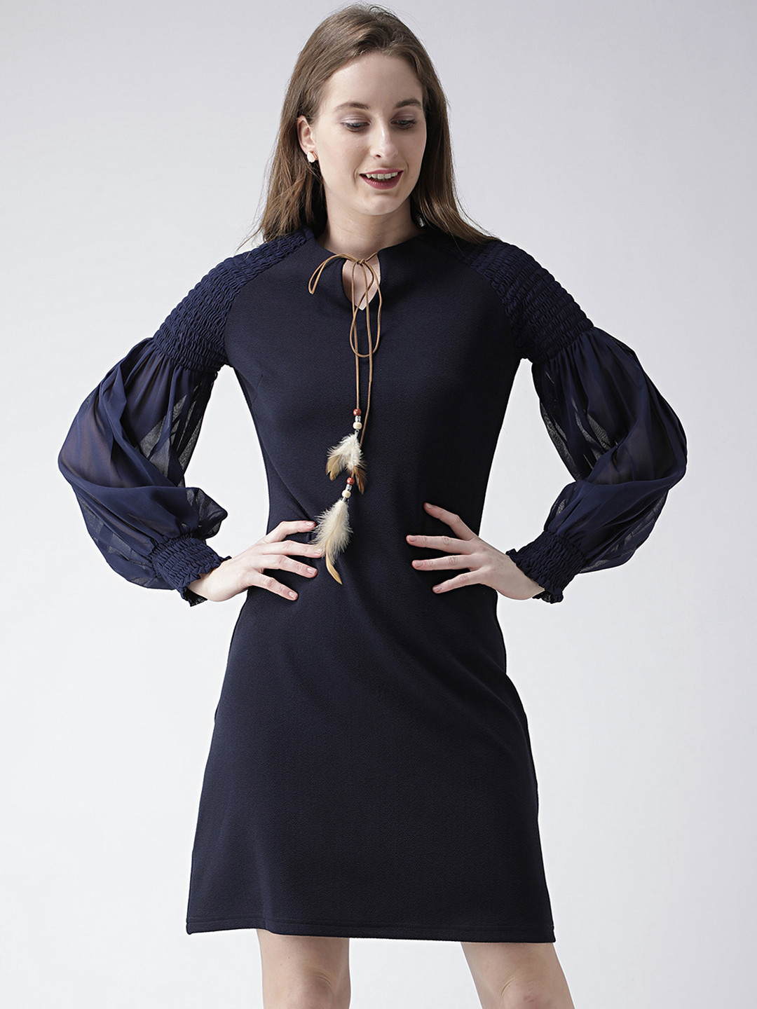 

KASSUALLY Women Navy Blue Solid Sheath Dress