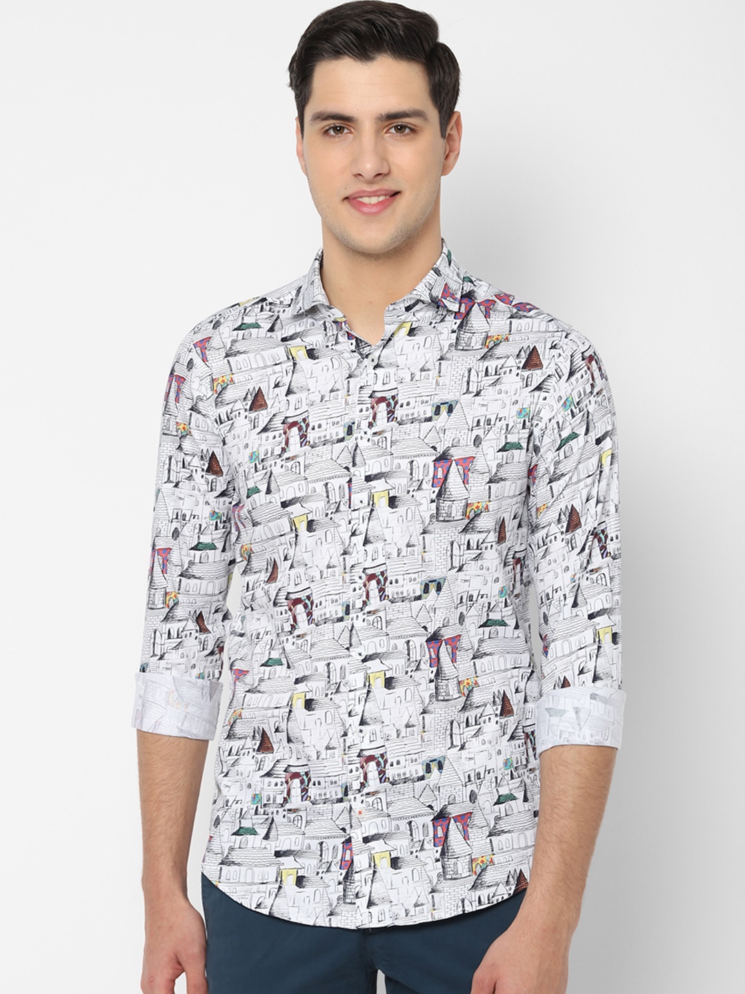 

SIMON CARTER LONDON Men White Slim Fit Printed Casual Shirt