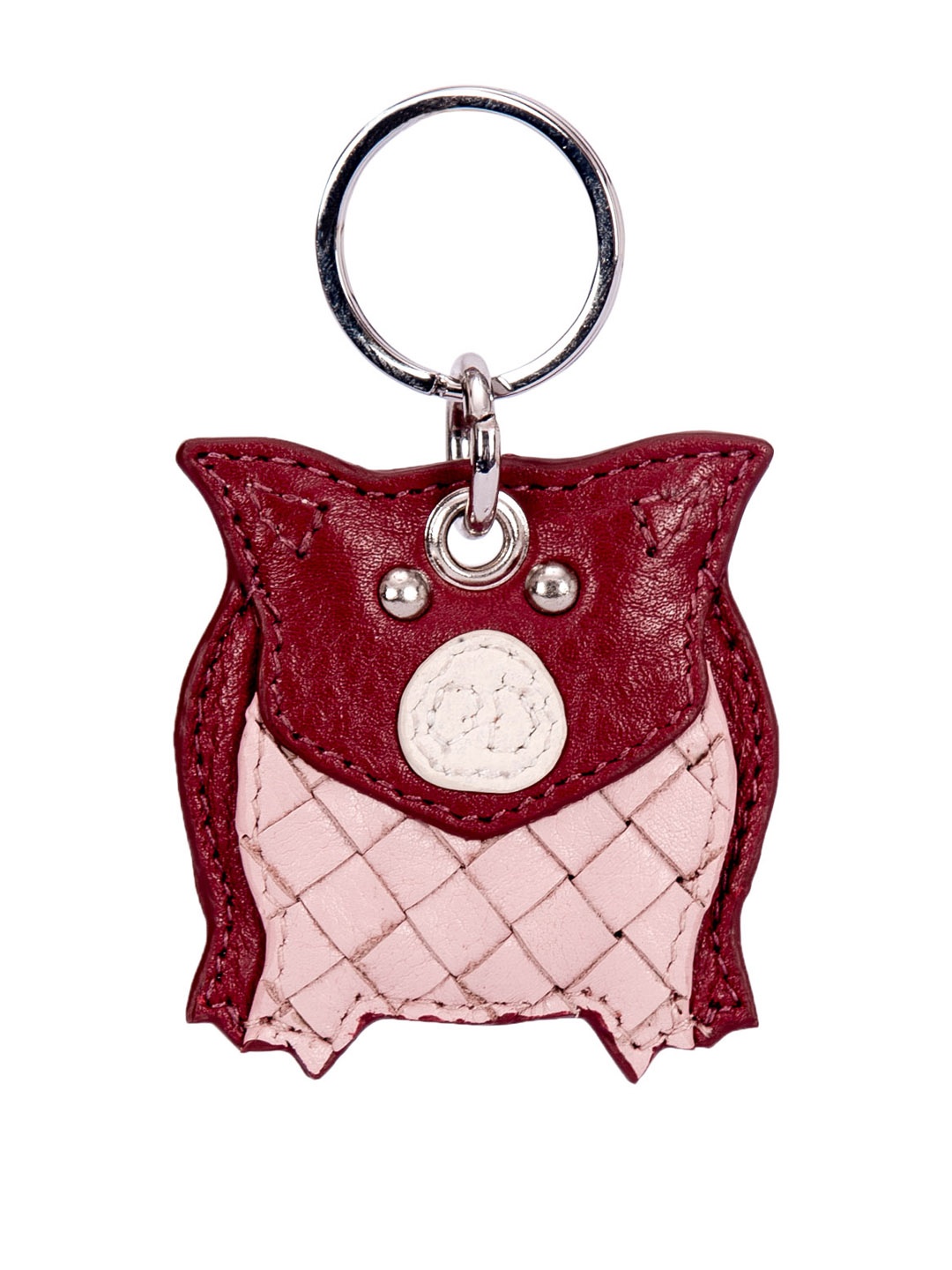 

Eske Unisex Maroon & Peach Genuine Leather Ted Keychain