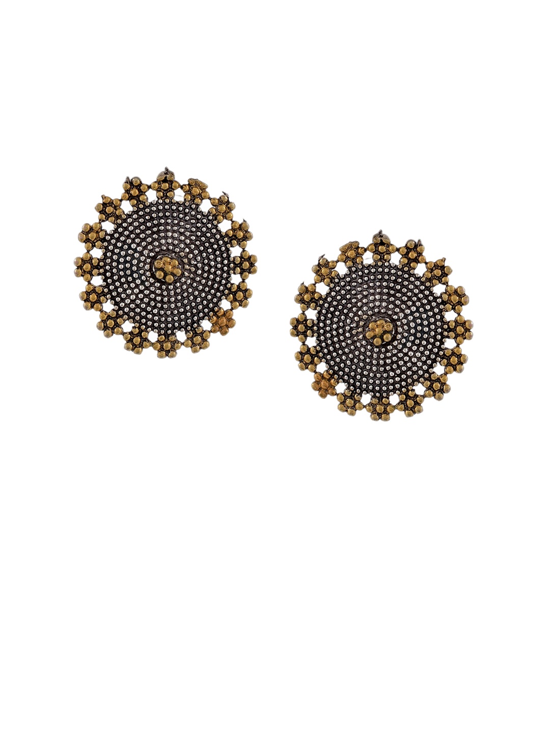 

Silvermerc Designs Silver-Plated & Gold-Toned Oxidized Circular Studs