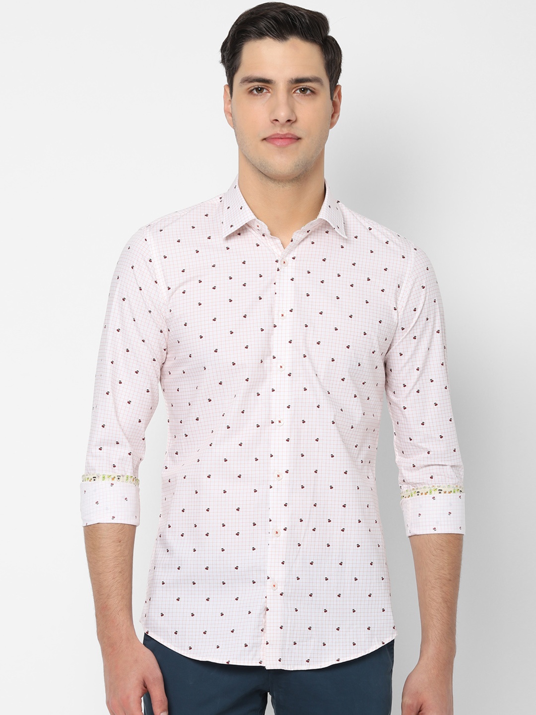 

SIMON CARTER LONDON Men White & Maroon Slim Fit Checked Casual Shirt