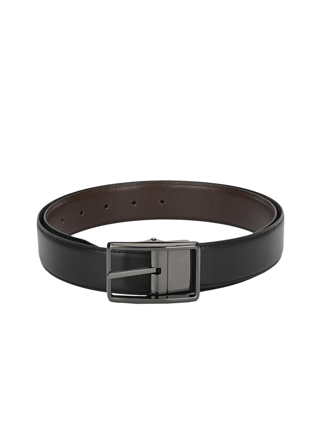 

Calvadoss Men Black & Brown Textured Reversible Belt