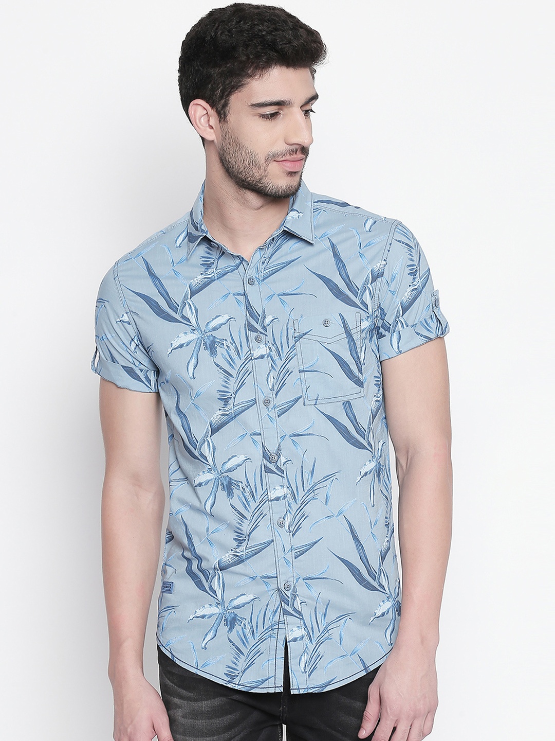 

Mufti Men Blue Slim Fit Printed Casual Shirt