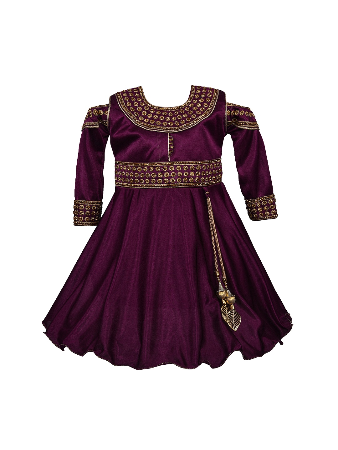 

Wish Karo Girls Burgundy Embellished Fit and Flare Dress