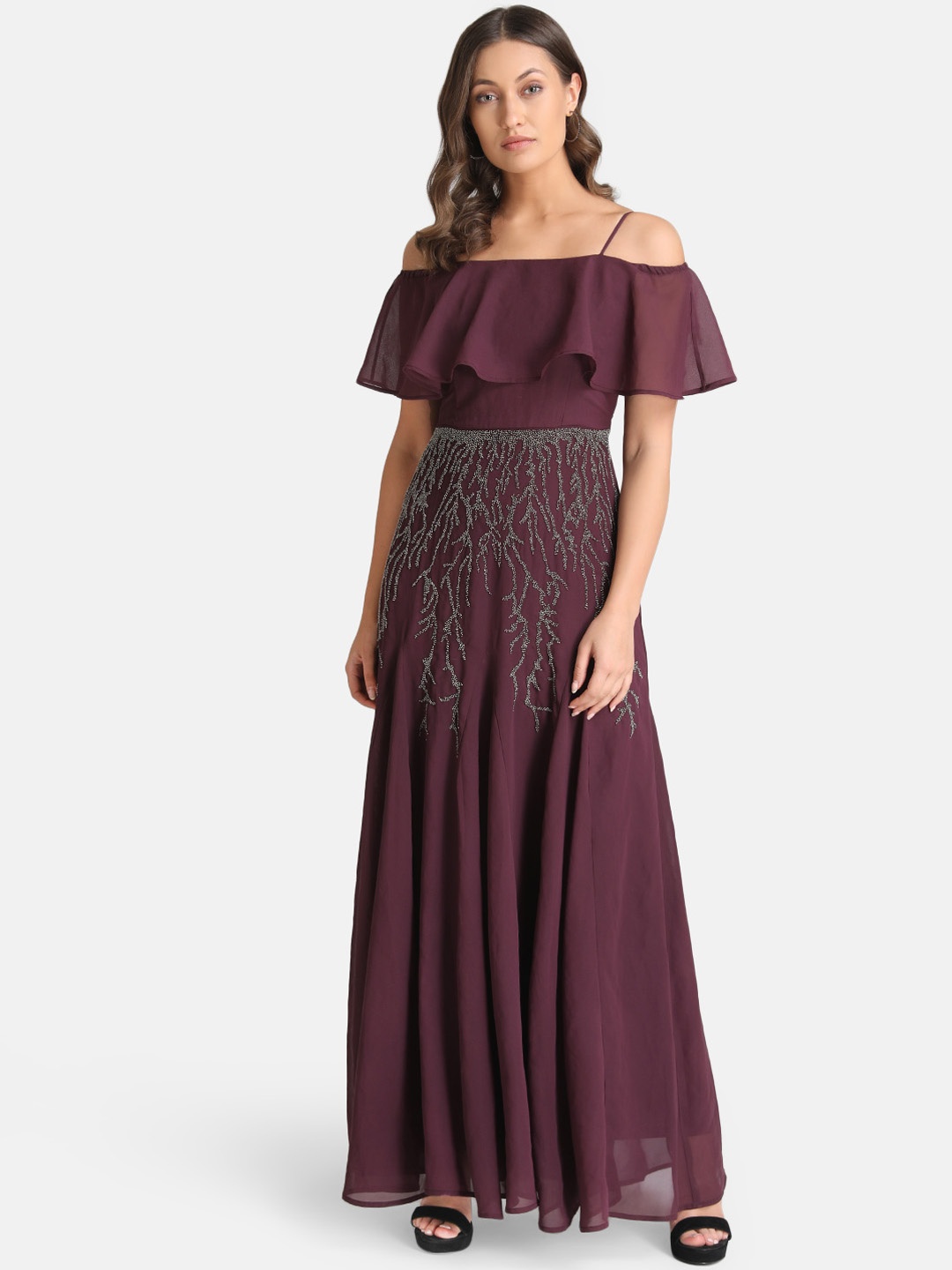 

Kazo Women Purple Embellished Maxi Dress
