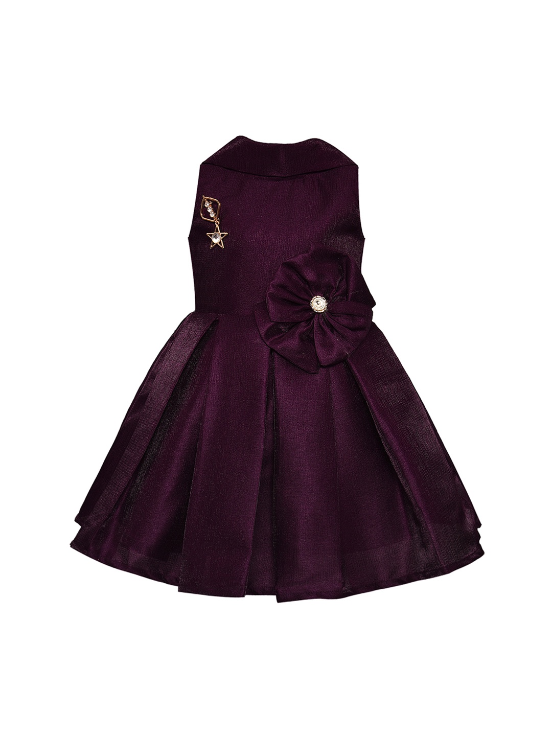 

Wish Karo Girls Burgundy Solid Fit and Flare Dress