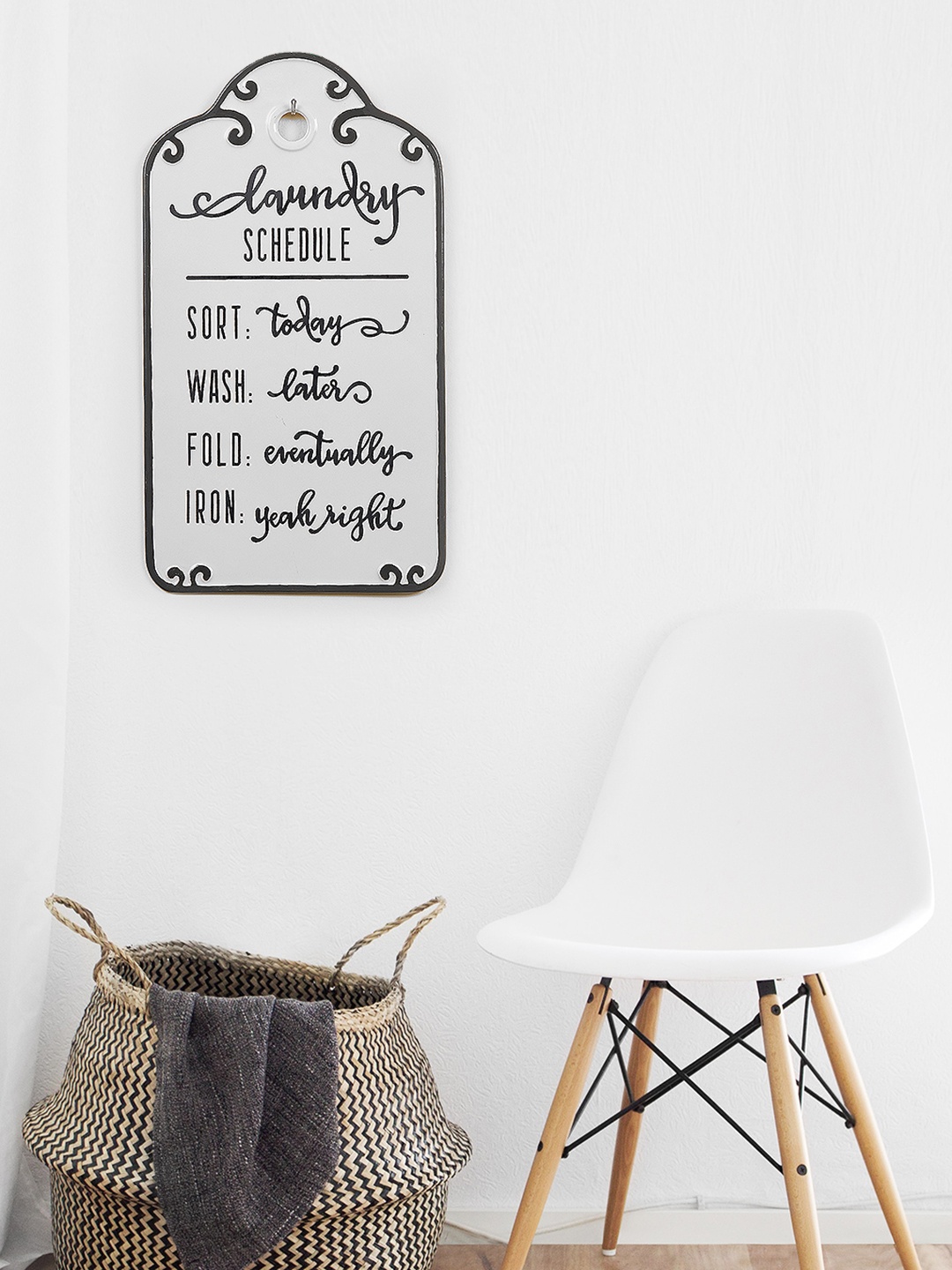 

Chumbak White & Black Typography Print Laundry Schedule Wall Art