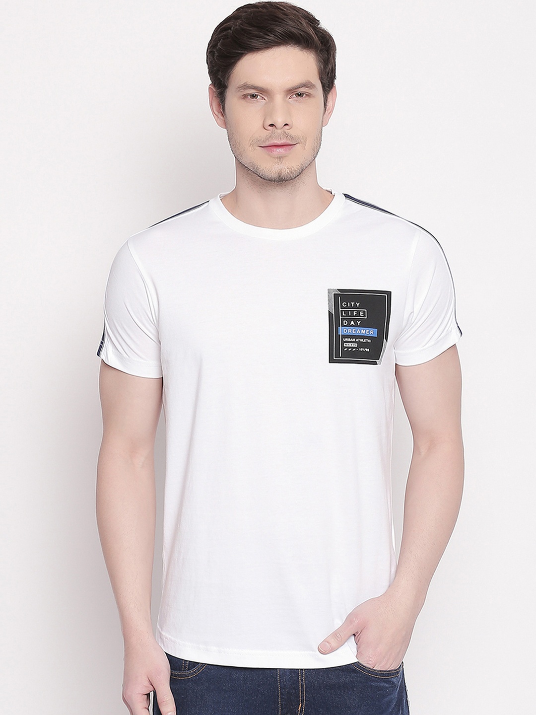 

Mufti Men White Printed Round Neck T-shirt