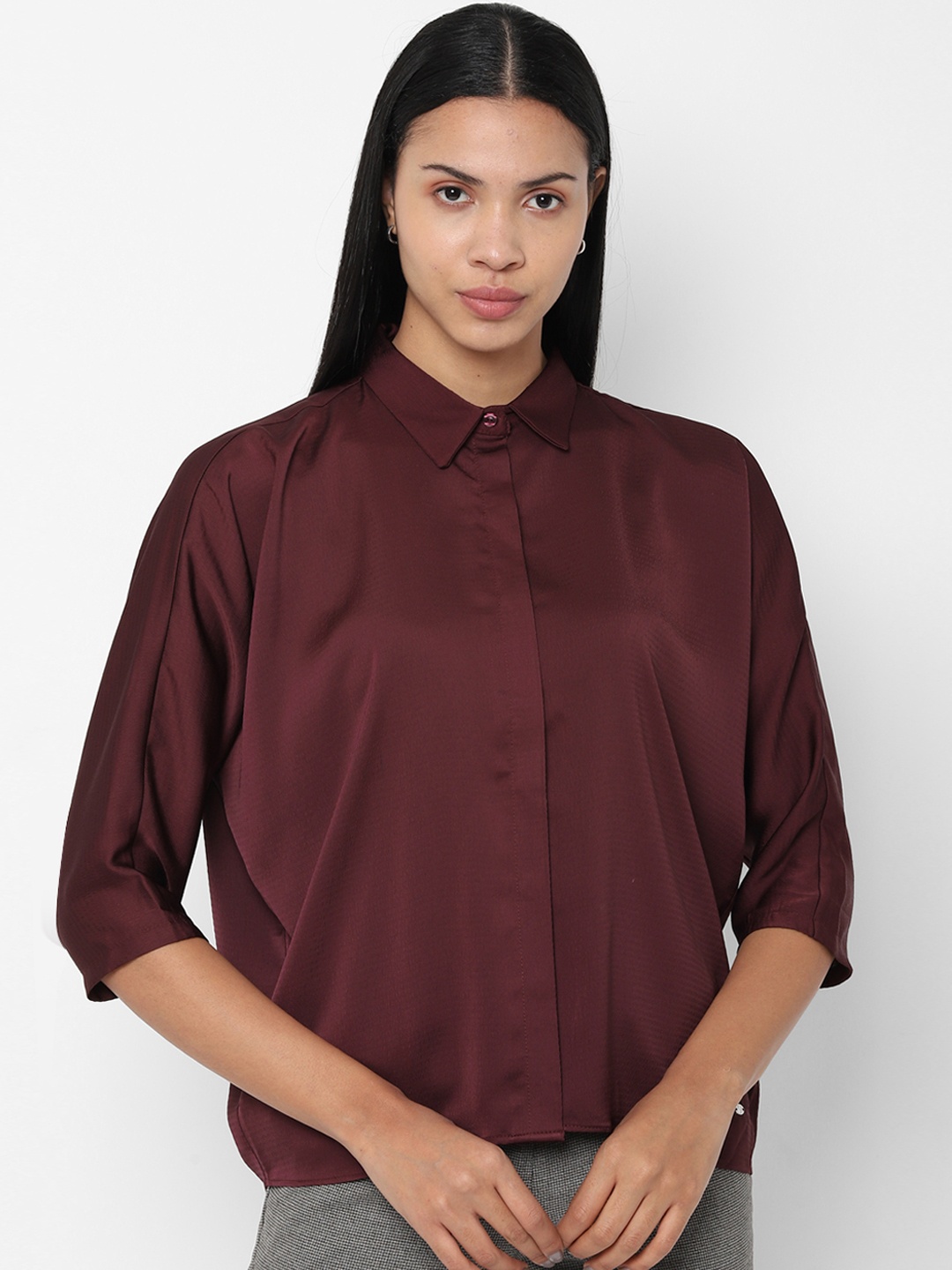 

Allen Solly Woman Women Maroon Regular Fit Solid Casual Shirt