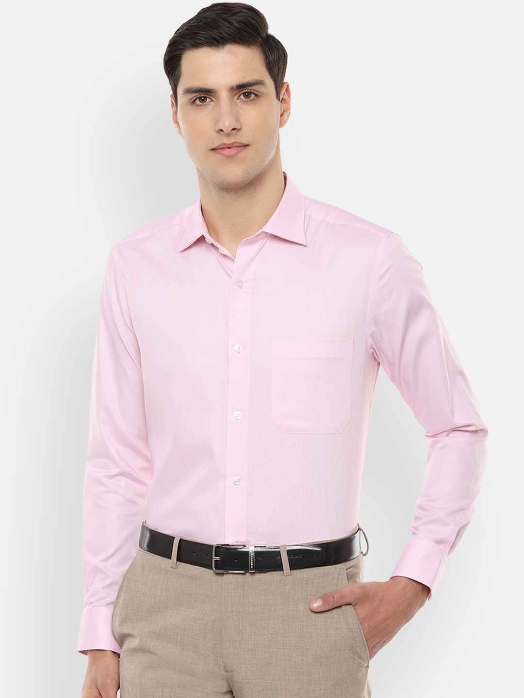 

Louis Philippe Men Pink Regular Fit Self Design Formal Shirt