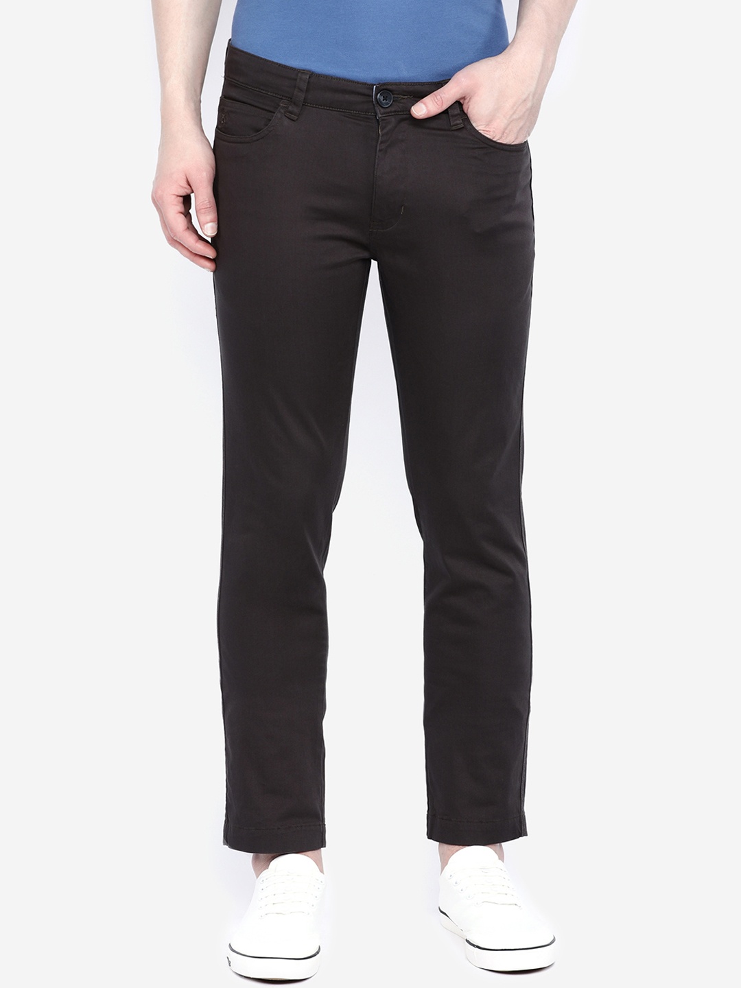 

GIORDANO Men Charcoal Slim Fit Solid Regular Trousers