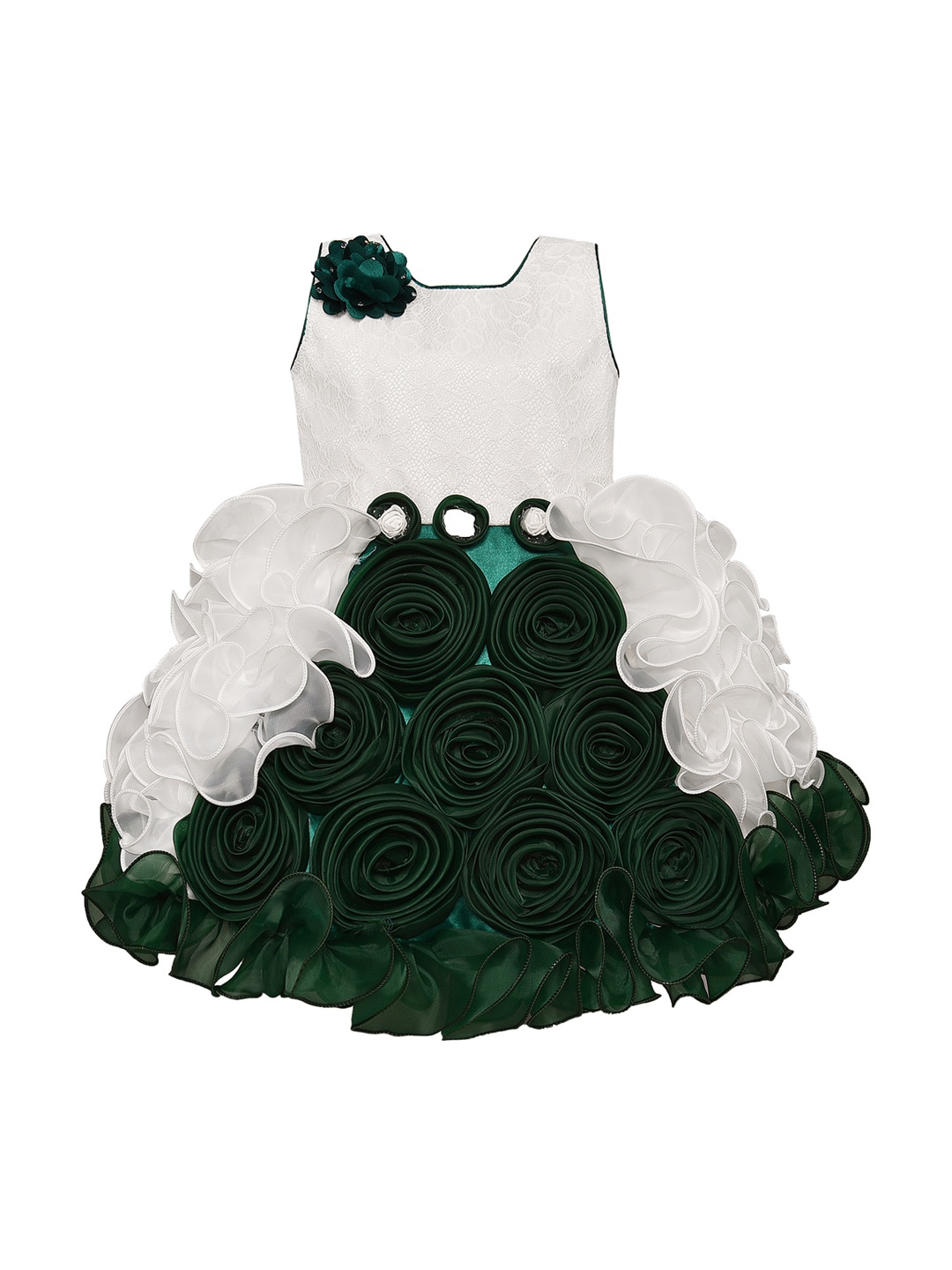 

Wish Karo Girls Green & White Embellished Fit and Flare Dress