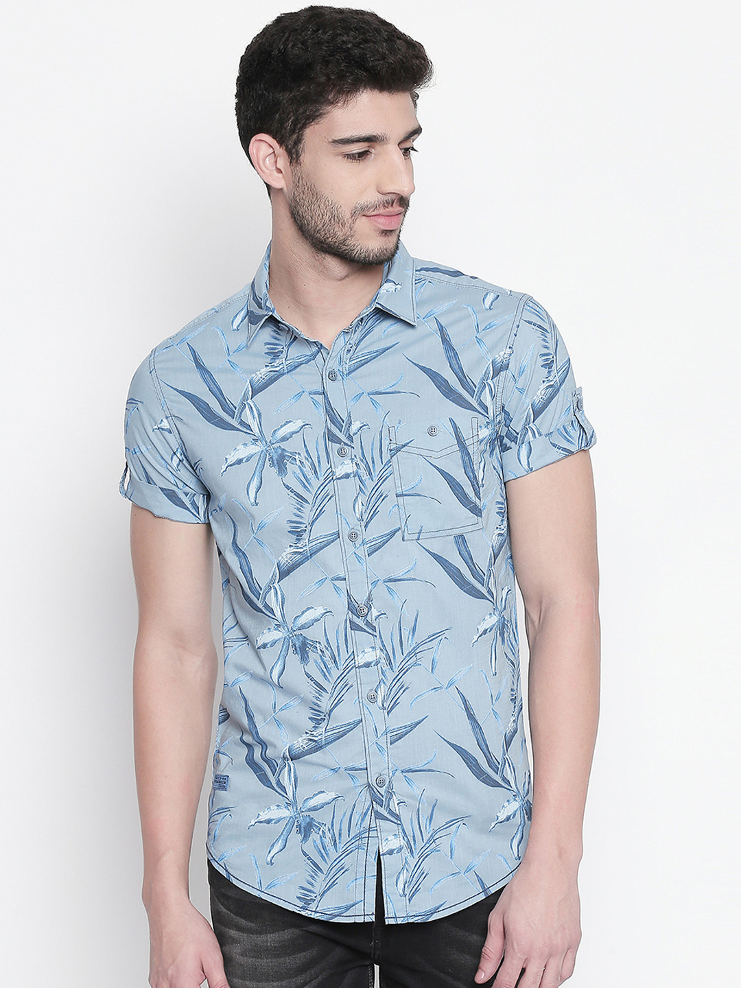 

Mufti Men Blue Slim Fit Printed Casual Shirt