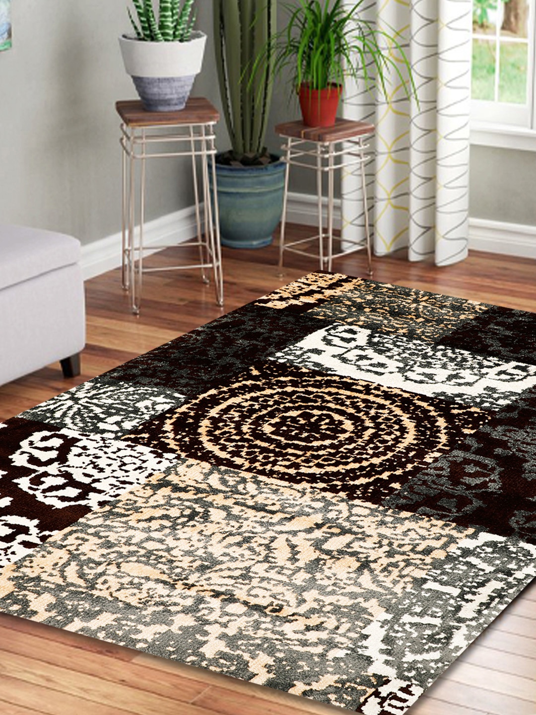 

PRESTO Brown & Black Printed Anti-Skid Carpet