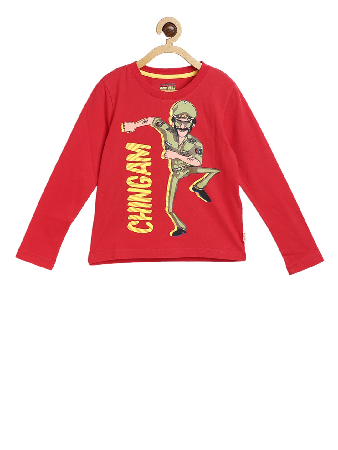 

toothless Boys Red Motu Patlu Printed Round Neck T-shirt