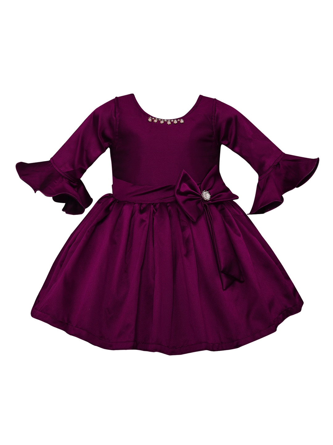 

Wish Karo Girls Purple Solid Fit and Flare Dress