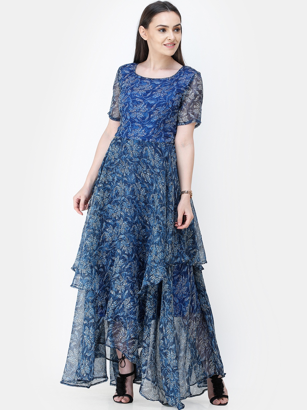 

SCORPIUS Blue Floral Printed Maxi Dress