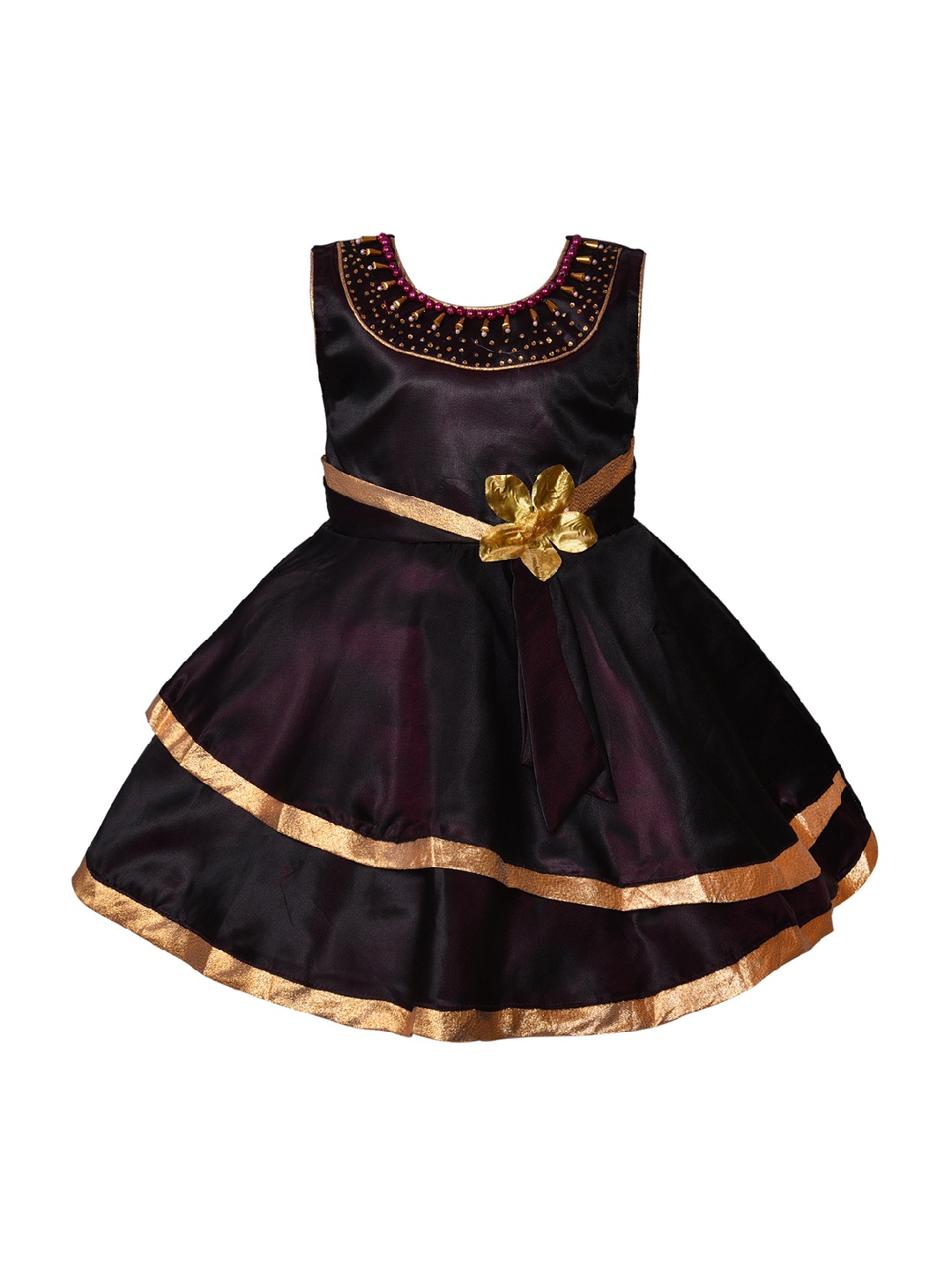 

Wish Karo Girls Brown & Pink Embellished Fit and Flare Dress