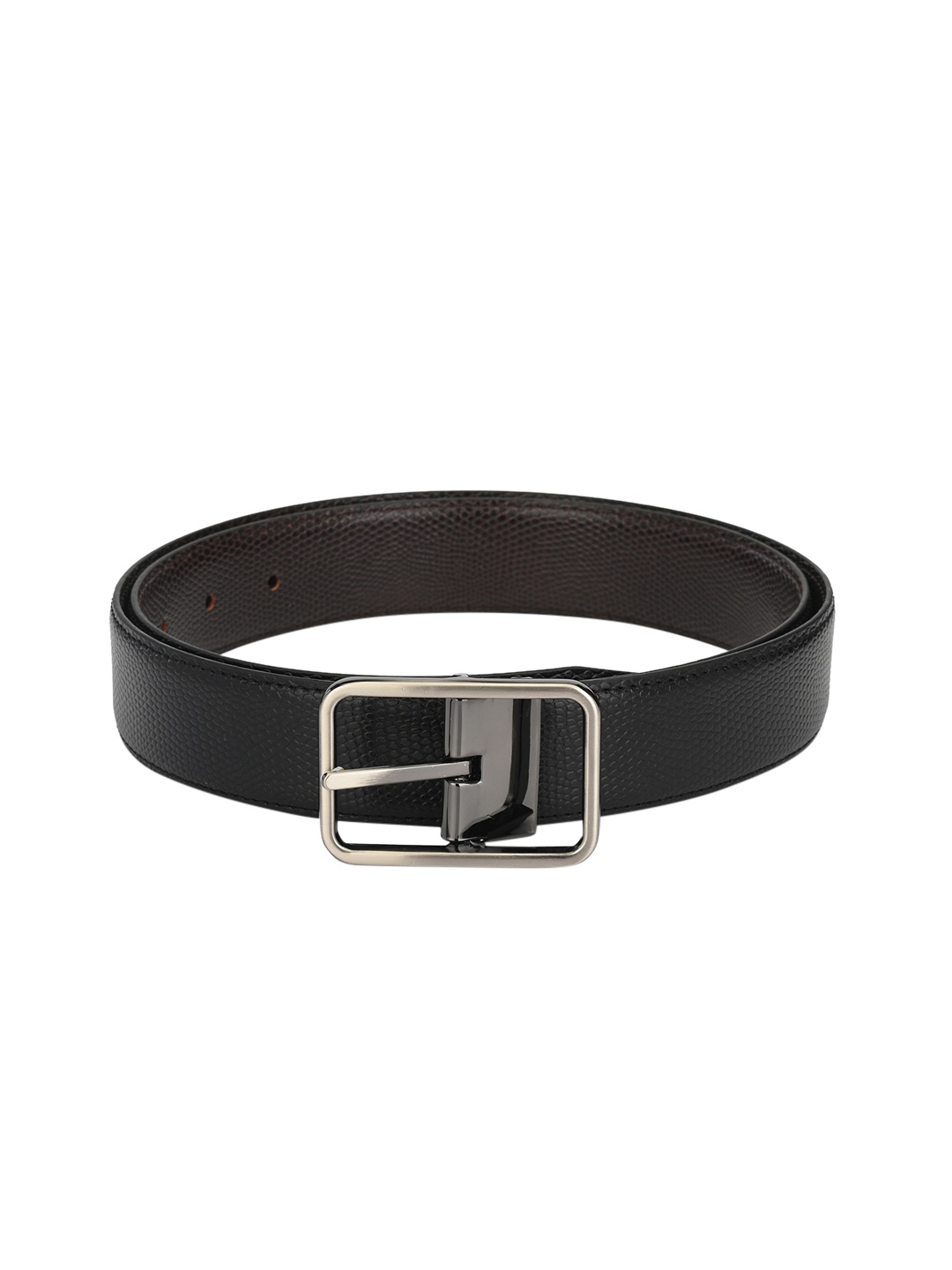 

Calvadoss Men Black & Brown Textured Reversible Belt