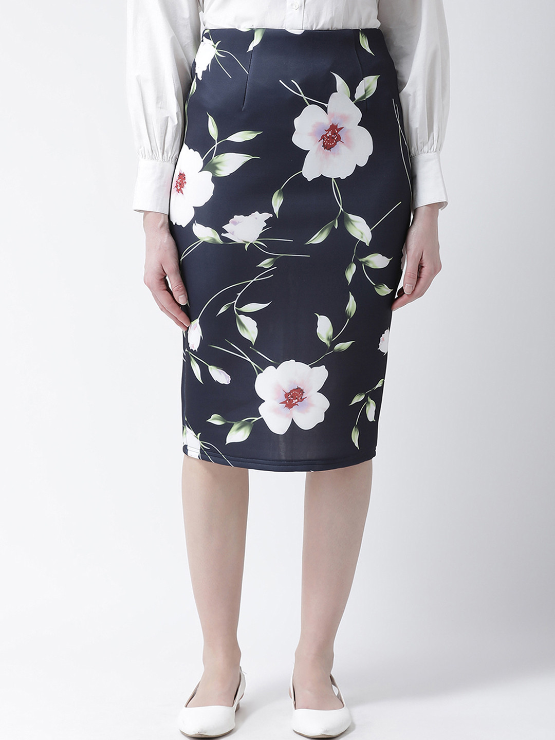 

KASSUALLY Navy Blue Printed Skirt