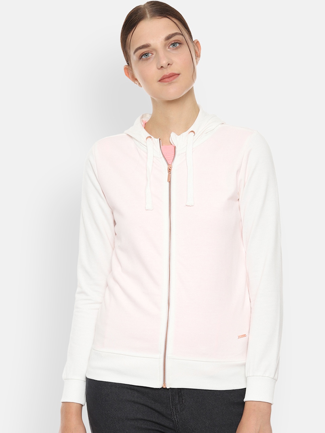 

Van Heusen Woman Women White Solid Hooded Sweatshirt