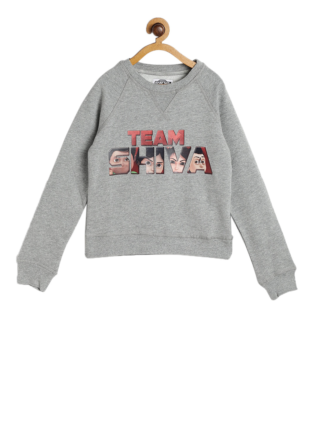 

Shiva Boys Grey Melange Printed Sweatshirt