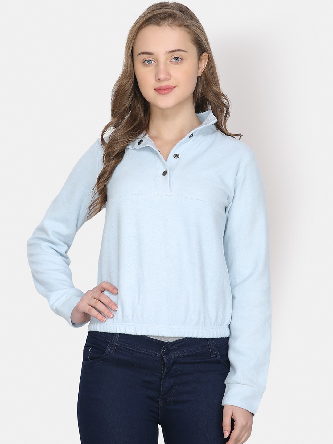 

Yaadleen Women Blue Solid Sweatshirt
