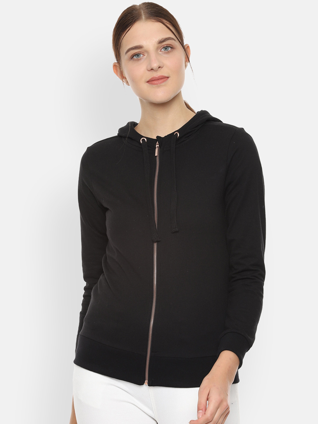 

Van Heusen Woman Women Black Solid Hooded Sweatshirt