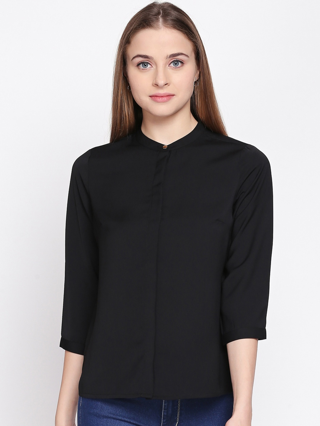 

Annabelle by Pantaloons Women Black Regular Fit Solid Casual Shirt
