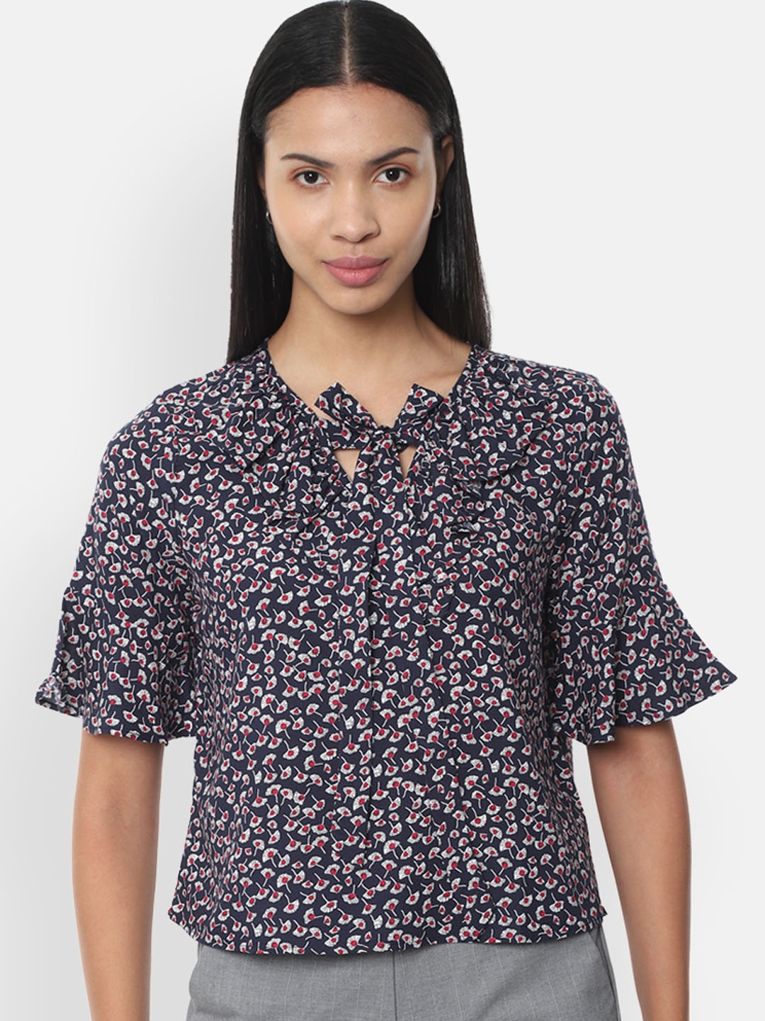 

Van Heusen Woman Women Navy Blue Printed Top