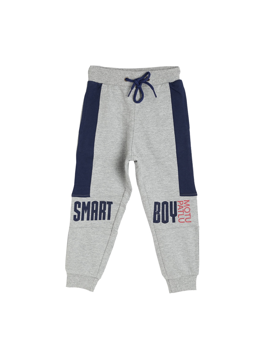 

toothless Boys Grey Melange & Navy Blue Motu Patlu Slim Fit Solid Joggers